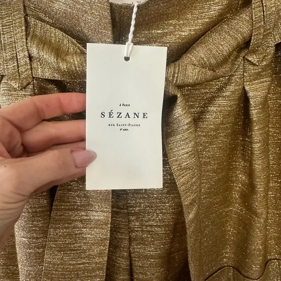 Sézane Rome shorts metallic gold size 4 - Picture 5 of 8